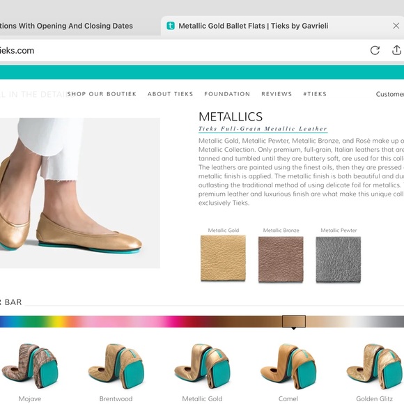 Tieks Women's Metallic Gold Flats Size 10 - Picture 7 of 7